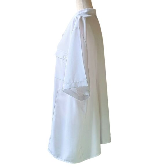 MAGGIE BARNES Flowy Shirt Short Sleeve White Button Down Blouse Plus Size 3X - Picture 4 of 15